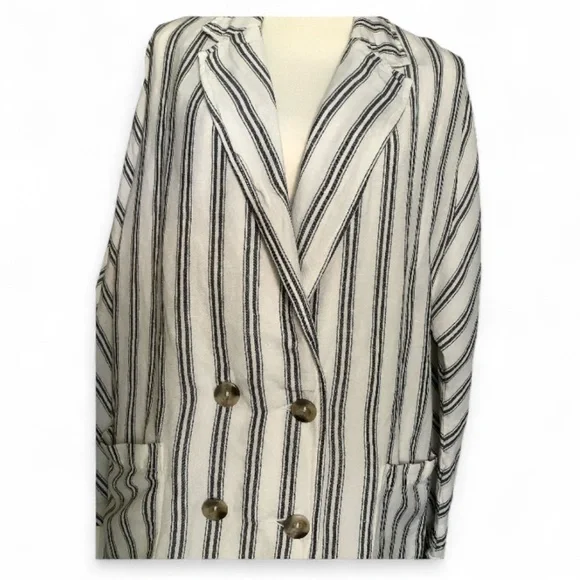 Anthropologie Pilcro Striped Oversized Dolman Linen Blend Blazer Size Medium - Picture 5 of 9